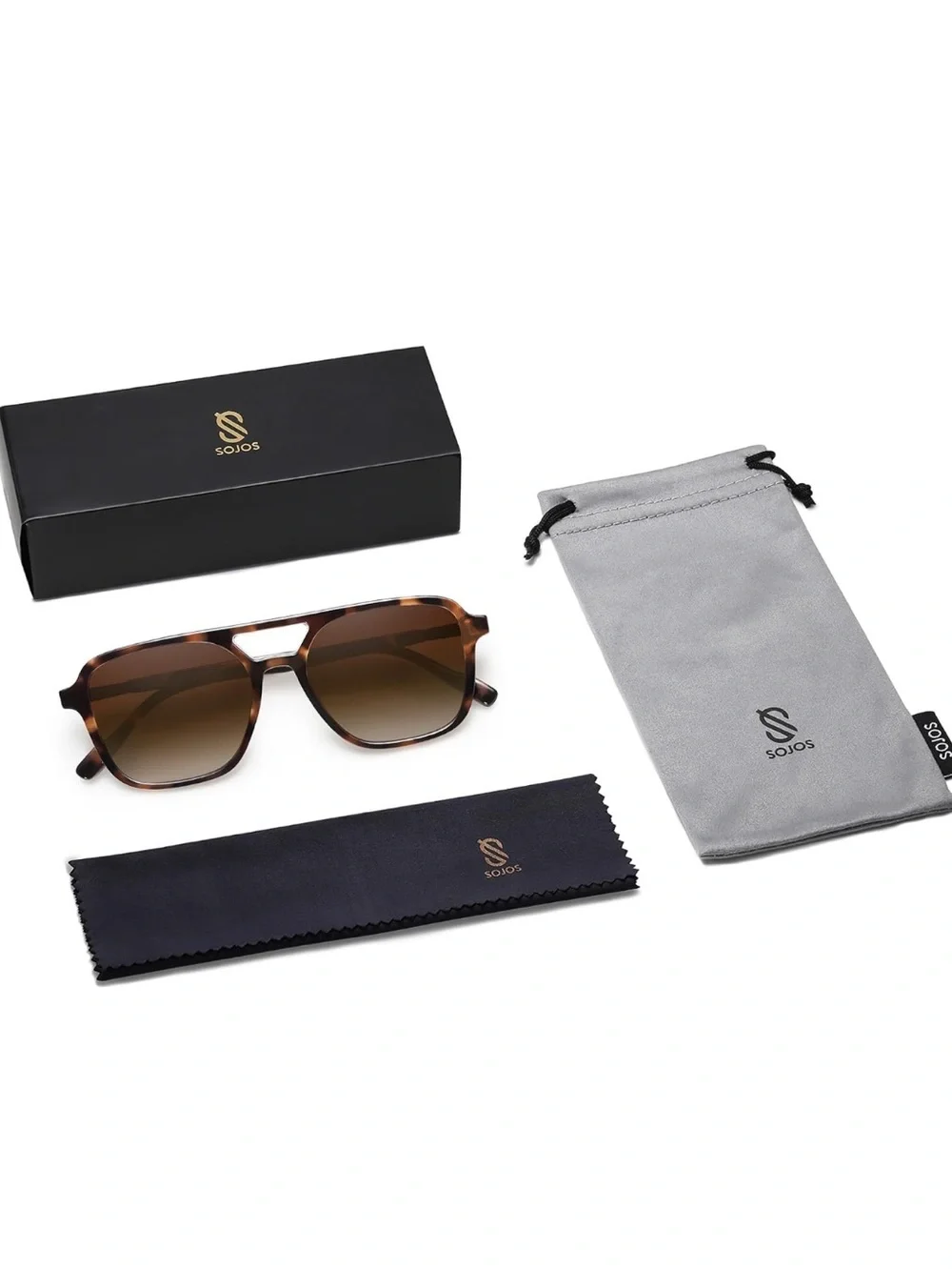 SOJOS | Tortoiseshell Brown Gradient Retro Aviator Sunglasses